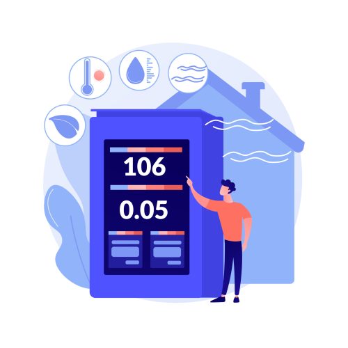 Air quality monitor abstract concept vector illustration. Air quality monitor abstract concept vector illustration. Indoor monitoring system, smart home detectors, air filtering, improve the air quality, sensor measuring pollution abstract metaphor.
